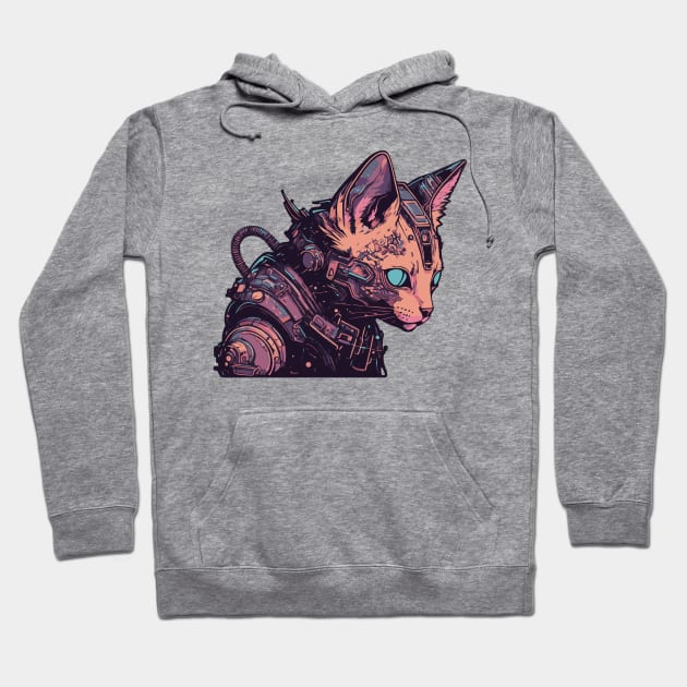 Cyborg Cat Hoodie by Fantasy Cats Designs